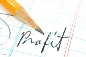 Picture of pencil writing word profit.