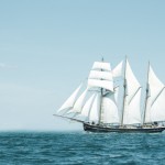 Picture of clipper sailing on Ocean.