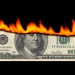 Picture of $100 bill on fire.