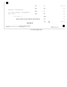 Picture of California Payroll tax form voucher for remitting amount owed.