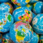 Picture of a bunch of global ball toys