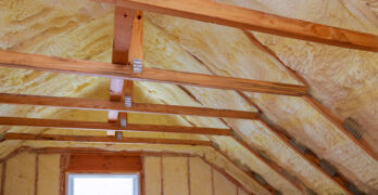 Foam plastic Insulation of a new home on a new roof
